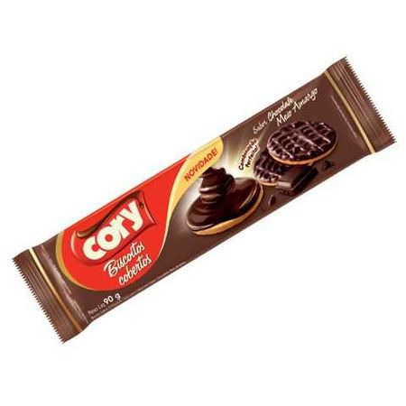 Biscoito Coberto Chocolate Meio Amargo Cory - docemalu