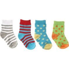 Luvable Friends Newborn Baby Neutral Colorful Socks 4-Pack, Newborn Boy's, Size: 0 - 6 Months, Blue