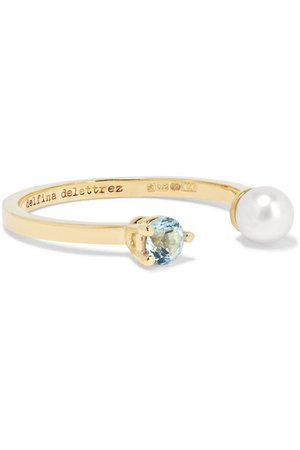 Delfina Delettrez | 9-karat gold, topaz and freshwater pearl ring | NET-A-PORTER.COM