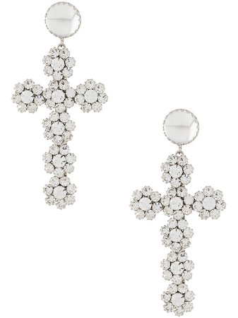 Philipp Plein Cross Crystal Earrings - Farfetch
