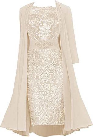 Amazon.com: Mother of The Bride Dresses with Jacket Lace Formal Evening Gowns Tea Length Wedding Guest Dresses for Women : Clothing, Shoes & Jewelry