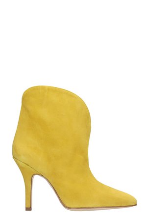 Paris Texas High Heels Ankle Boots In Yellow Suede