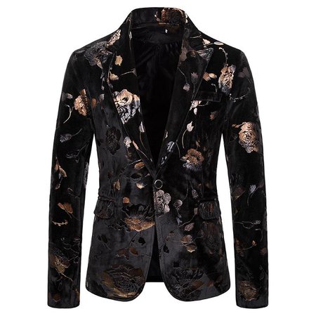2020 Mens Hipster Black Gold Rose Floral Bronzing Blazer Jacket Nightclub Men Suit Jacket Wedding Stage Singer Prom Slim Fit Blazers From Bestclothing, $29.93 | DHgate.Com