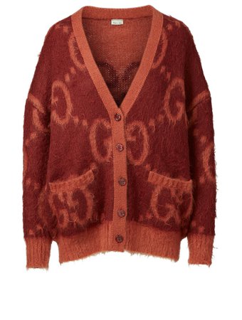 GUCCI Mohair And Wool Reversible Cardigan In GG Print | Holt Renfrew Canada