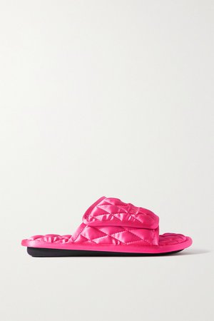 Pink Home logo-embroidered quilted satin slides | BALENCIAGA | NET-A-PORTER