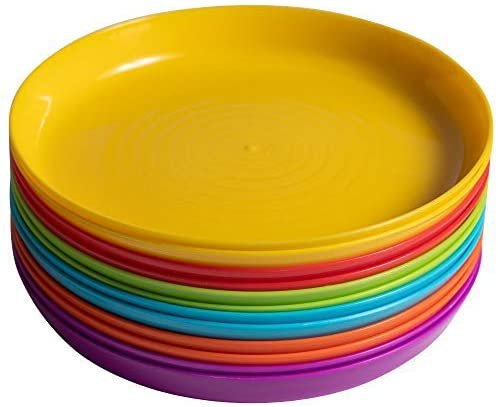 Amazon.com: Klickpick Home Kids Plates - 12 Pcs Plate Children Plastic Plates Dishes Reusable - 6 Bright Colors Dishwasher Microwave Safe BPA Free Plate Perfect for Kid and Toddlers: Kitchen & Dining