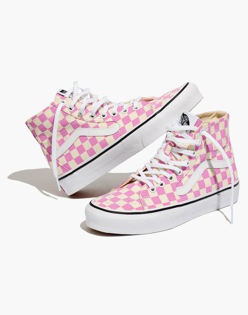 Vans Unisex SK8-Hi High-Top Sneakers in Pink Checkerboard Canvas