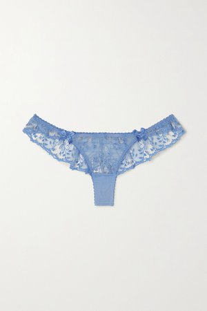 Blue Florella embroidered tulle briefs | Agent Provocateur | NET-A-PORTER