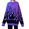 Women Sweater Long Sleeve Flame Bat Sleeve Jumper Oversized Casual Knitting Pullover Tops Purple at Amazon Women’s Clothing store