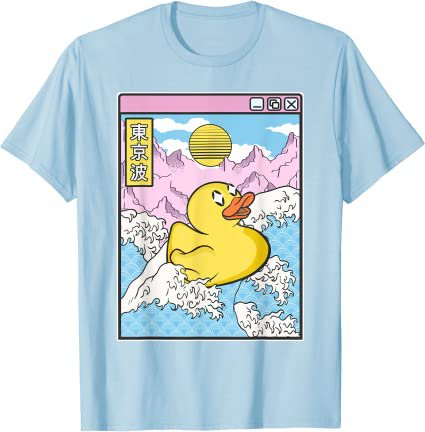 Amazon.com: Surfing Rubber Duck In Japanese Waves Anime Kawaii Vaporwave T-Shirt : Clothing, Shoes & Jewelry
