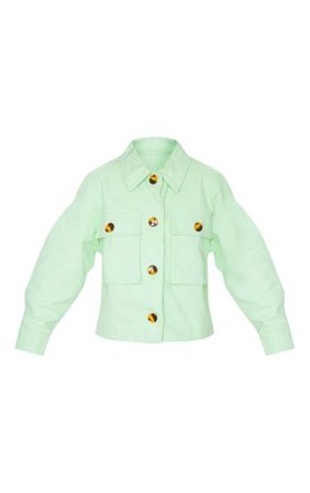 Petite Sage Green Cord Oversized Jacket | PrettyLittleThing