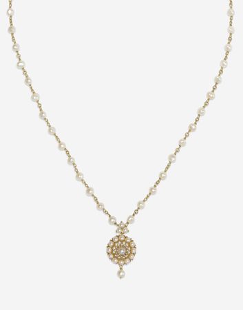 Romance necklace in yellow gold with pearls in Gold for Women | Dolce&Gabbana®