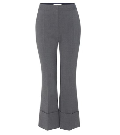 Cropped flared wool trousers