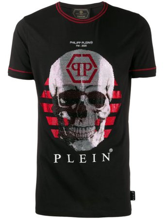 Black Philipp Plein Rhinestone Skull T-Shirt | Farfetch.com