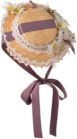 Amazon.com: Girls Women Tea Party Sun Hat Lolita Lace Ribbons Straw Hats (Purple) : Clothing, Shoes & Jewelry