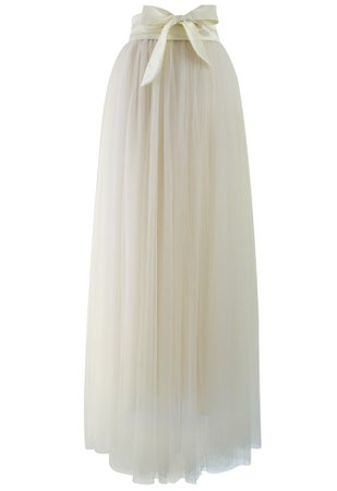 Amore Maxi Tulle Prom Skirt in Beige - Retro, Indie and Unique Fashion