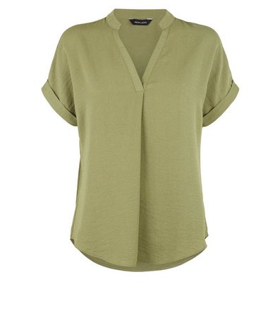 Olive Short Sleeve Overhead Shirt | New Look