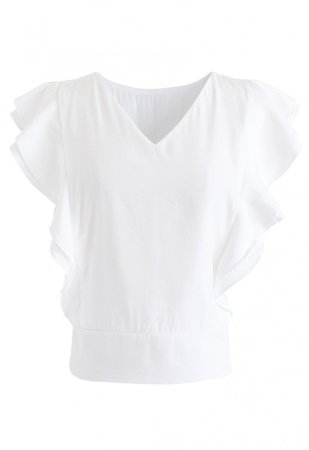 Bowknot Waist Sleeveless Ruffle Top in White - NEW ARRIVALS - Retro, Indie and Unique Fashion