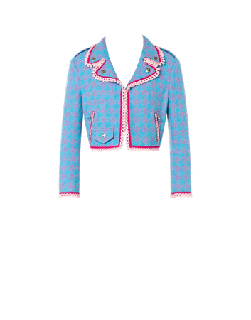Moschino Houndstooth Cropped Jacket - Light Blue (Dei5 edit)