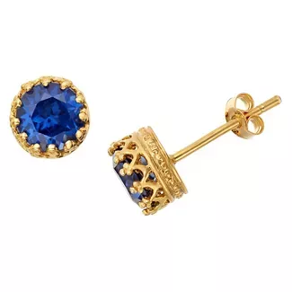 6mm Round-cut Sapphire Crown Earrings In Gold Over Silver : Target