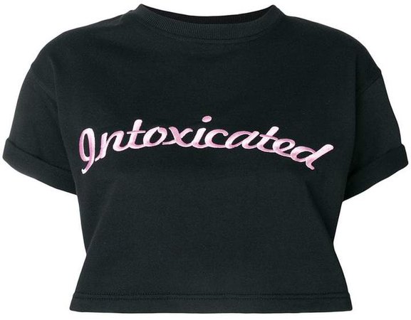 Intoxicated logo embroidered cropped T-shirt