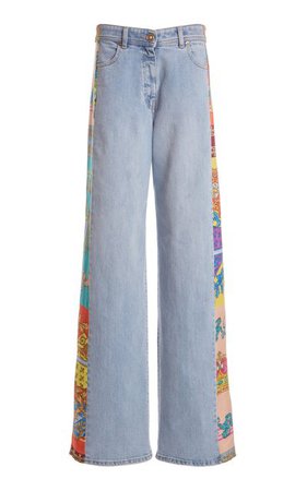 Patchworked Rigid High-Rise Wide-Leg Jeans By Versace