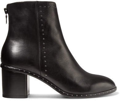 Willow Studded Leather Ankle Boots - Black