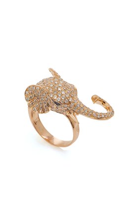 White Diamond Elephant Ring by Ofira | Moda Operandi