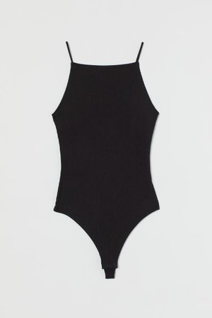 Ribbed Thong Bodysuit - Black - Ladies | H&M US