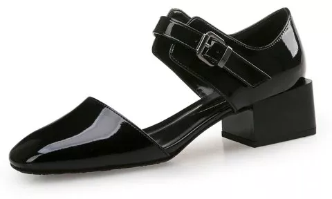 2019 Square Head Buckle with Thick and Shallow Work Shoes In BLACK EU 38 | DressLily.com
