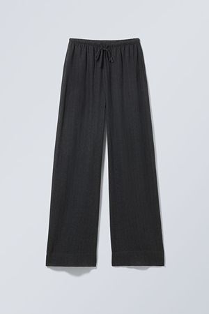 Relaxed Linen Blend Trousers - Dark Grey - Weekday WW