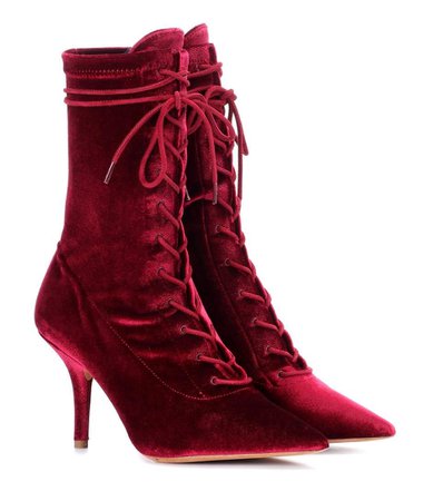 YEEZY Velvet Ankle Boots (season 5) In Red