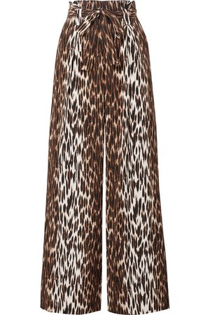L'Agence | Bobby belted leopard-print silk-crepe wide-leg pants | NET-A-PORTER.COM