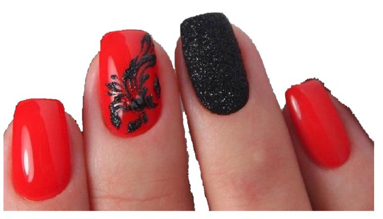 Red and Black Glitter Nails