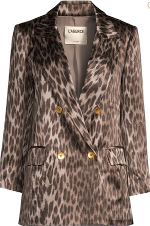 L’Agence Taryn silk leopard blazer