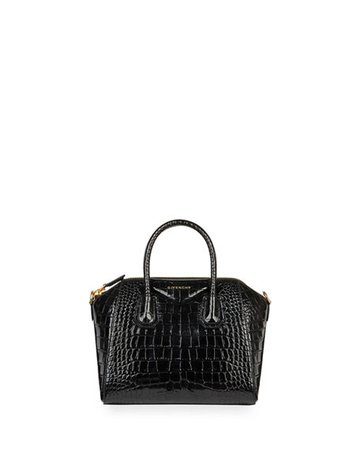 Givenchy Antigona Small Croc-Embossed Leather Bag | Neiman Marcus