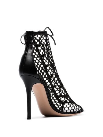 Gianvito Rossi black 105 net lace-up leather boots $995 - Buy SS19 Online - Fast Global Delivery, Price