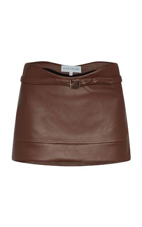 Stru Curved Faux Leather Mini Skirt By Aya Muse | Moda Operandi