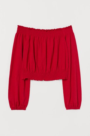 Off-the-shoulder Top - Red - | H&M CA