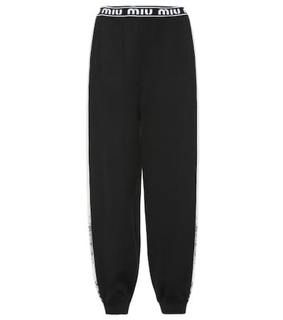 Sequined cotton-blend trackpants