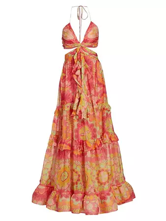 Shop Alexis Freya Silk Cut-Out Maxi Dress | Saks Fifth Avenue