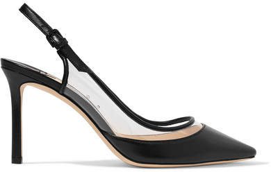 Erin 85 Leather And Pvc Slingback Pumps - Black