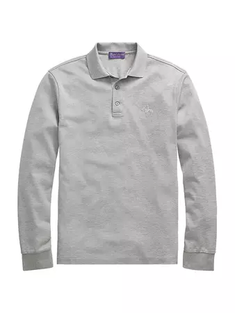 Ralph Lauren Purple Label Embroidered Long-Sleeve Polo Shirt | Saks Fifth Avenue
