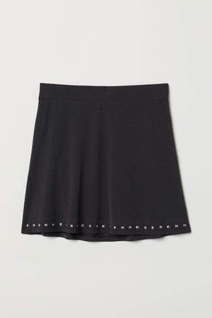 Jersey Skirt with Studs - Black