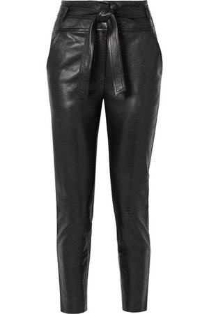 Veronica Beard | Faxon belted leather slim-leg pants | NET-A-PORTER.COM