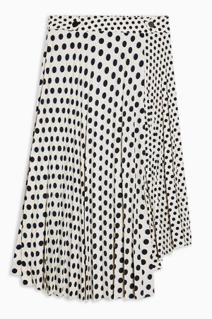 PETITE Monochrome Spot Pleat Midi Skirt | Topshop white