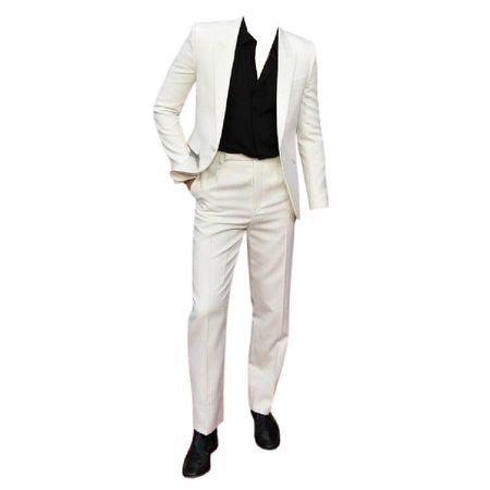 black dress shirt shoes off white suit tuxedo full outfit png