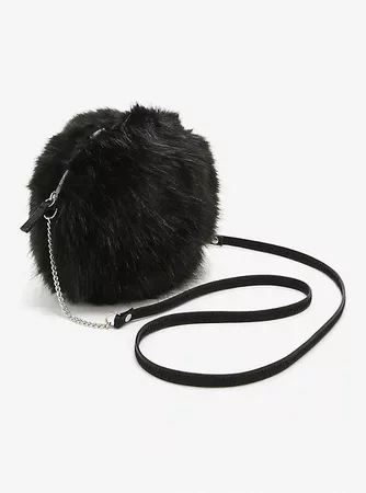 Black Faux Fur Canteen Crossbody Bag