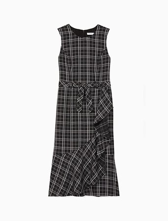 Plaid Ruffle Front Belted Dress | Calvin Klein