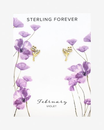 Sterling Forever February Birth Flower Stud Earrings